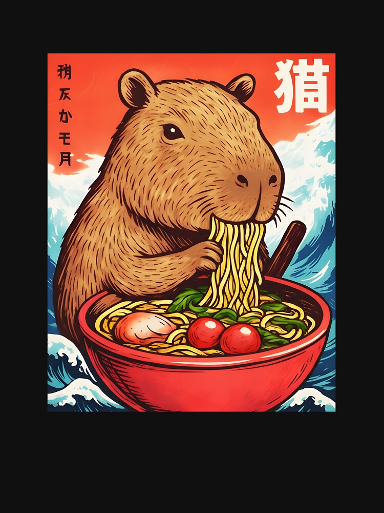Capybara Eating Ramen Japanese Art T-Shirts, Hoodie, Sweatshirt
