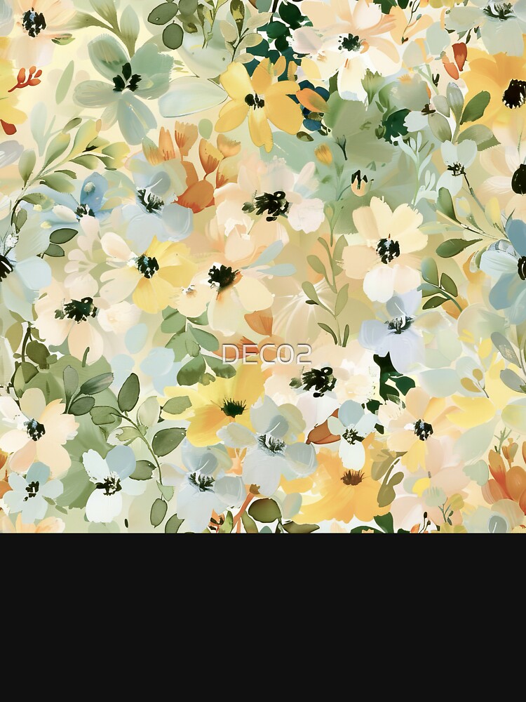 Cottagecore Yellow Floral Pattern With Sage Green Leaves by DEC02 T-Shirts, Hoodie, Sweatshirt | BlankRebels.com (Image 3)