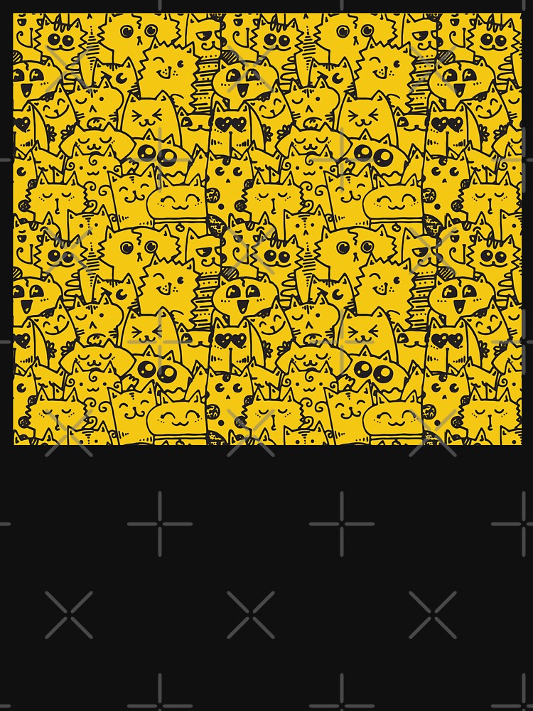 Kittie kawaii doodle pattern - Yellow by SpartanDStore T-Shirts, Hoodie, Sweatshirt | BlankRebels.com (Image 3)