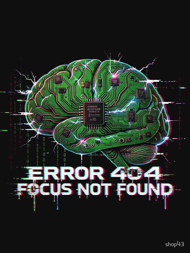 ERROR 404 FOCUS NOT FOUND funny ADHD Coder Brain by shop43 T-Shirts, Hoodie, Sweatshirt | BlankRebels.com (Image 3)