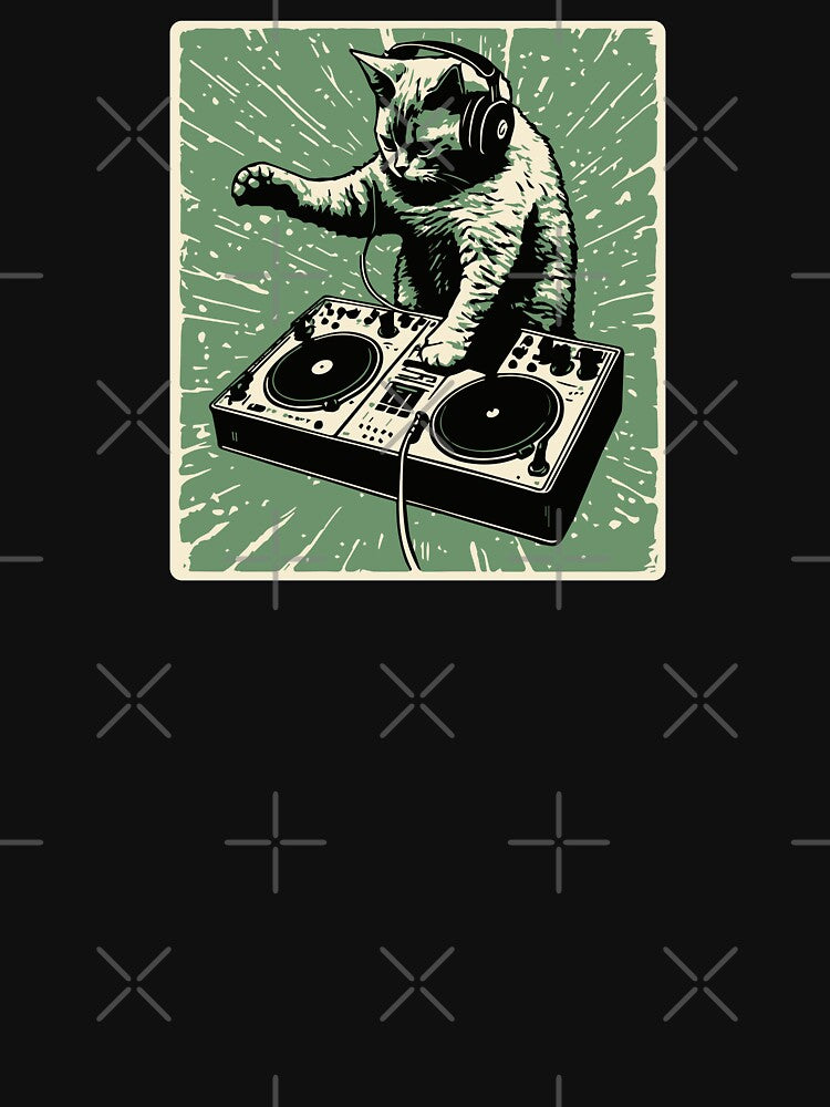 Cat DJ - Green Block Print - DJ Cat - Deadmau5 - Deadmouse by IfDesignGroup T-Shirts, Hoodie, Sweatshirt (Image 3)