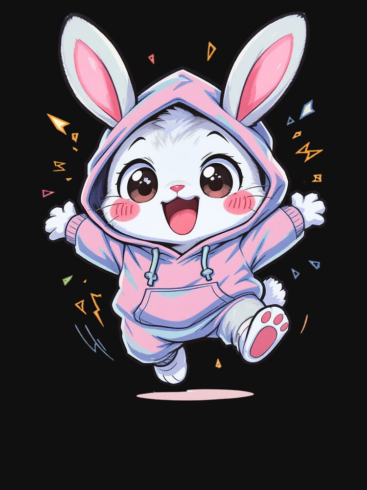 Crazy Energetic Kawaii Bunny | Funny Chibi Bunny Cartoon by ColorSplash123 T-Shirts, Hoodie, Sweatshirt (Image 3)