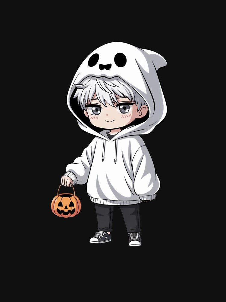Chibi Ghost Hoodie – Cute Halloween Anime Boy Design by ColorSplash123