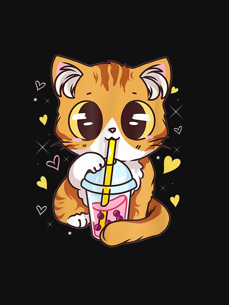 Cute Kawaii Cat Boba Bubble Milk Tea Anime Neko Kitten T shirt by qrduubp320 Hoodie, Sweatshirt | BlankRebels.com (Image 3)