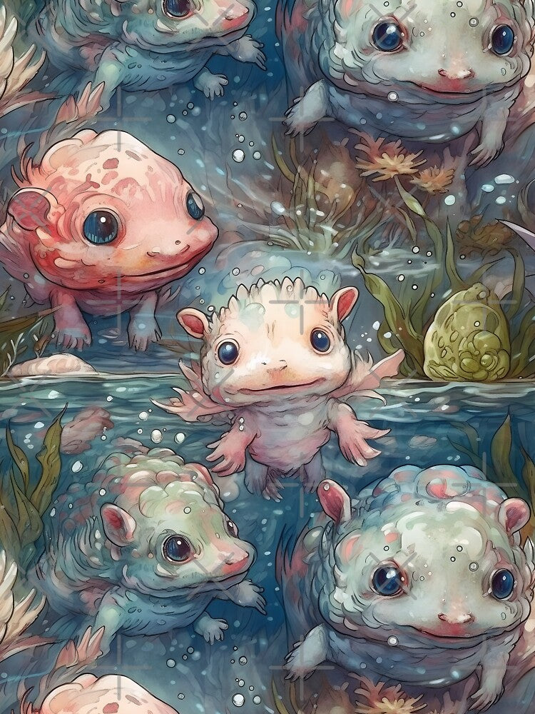 Cute Axolotls Fantastic Animals Cute Axolotl Lover Watercolor Pattern by SecretDicer T-Shirts, Hoodie, Sweatshirt (Image 3)