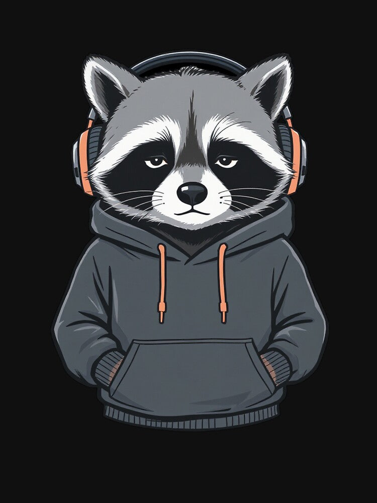 Unbothered Raccoon with Headphones | Cool Streetwear Raccoon Cartoon by ColorSplash123 T-Shirts, Hoodie, Sweatshirt (Image 3)