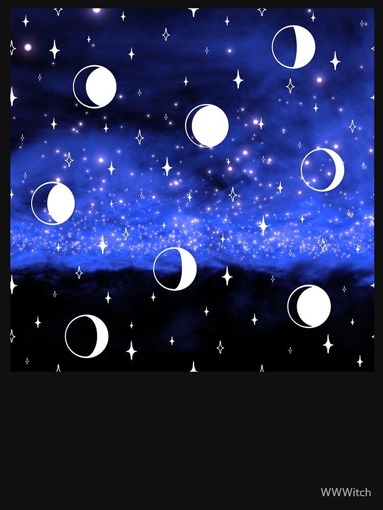 Moon Phase Night Sky Mystical Crescent Moon Stars by WildWoodlandWitch T-Shirts, Hoodie, Sweatshirt (Image 3)