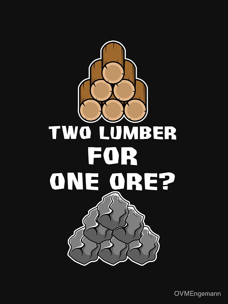 Trade two lumber for one ore  - boardgame design by OVMEngemann T-Shirts, Hoodie, Sweatshirt | BlankRebels.com (Image 2)