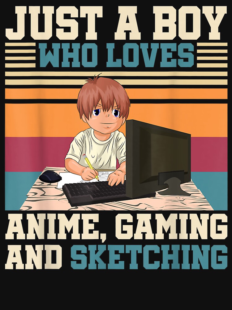 Just A Boy Who Loves Anime Gaming And Sketching Kawaii Anime,Sketching Kids Shirt, Sketching Youth Shirt, Anime... (Image 3)