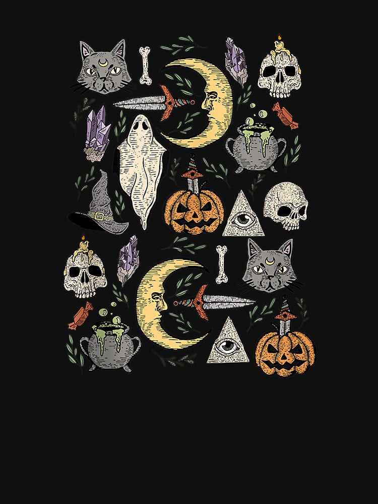 Crescent Moon Black Cat Evil Eye Halloween Ghost Pumpkin by Spencerhowar T-Shirts, Hoodie, Sweatshirt (Image 3)