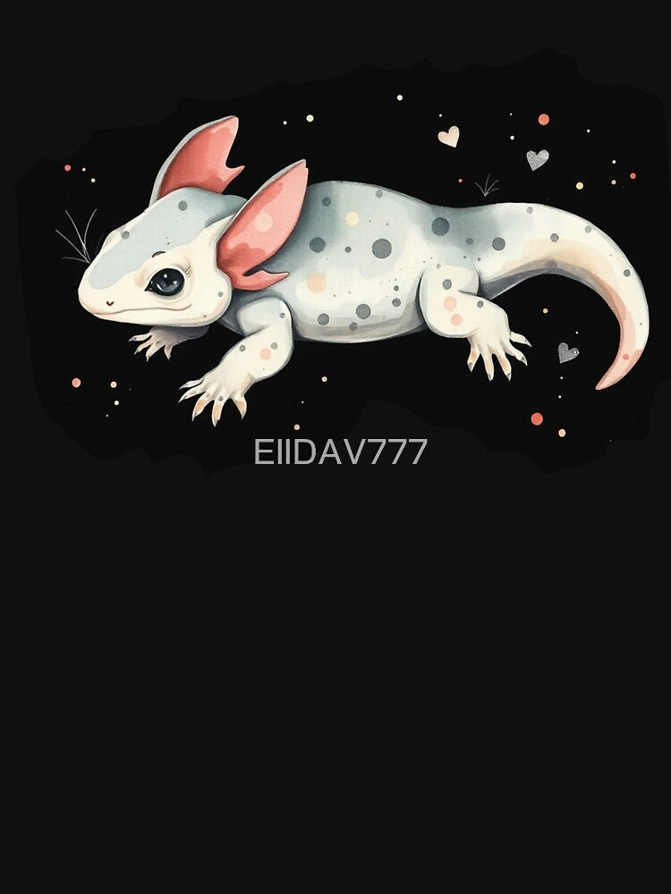 Cute Kawaii Fantasy Axolotl Illustration - Adorable Pastel Amphibian with Hearts & Stars Art Print by EllDAV777... (Image 3)