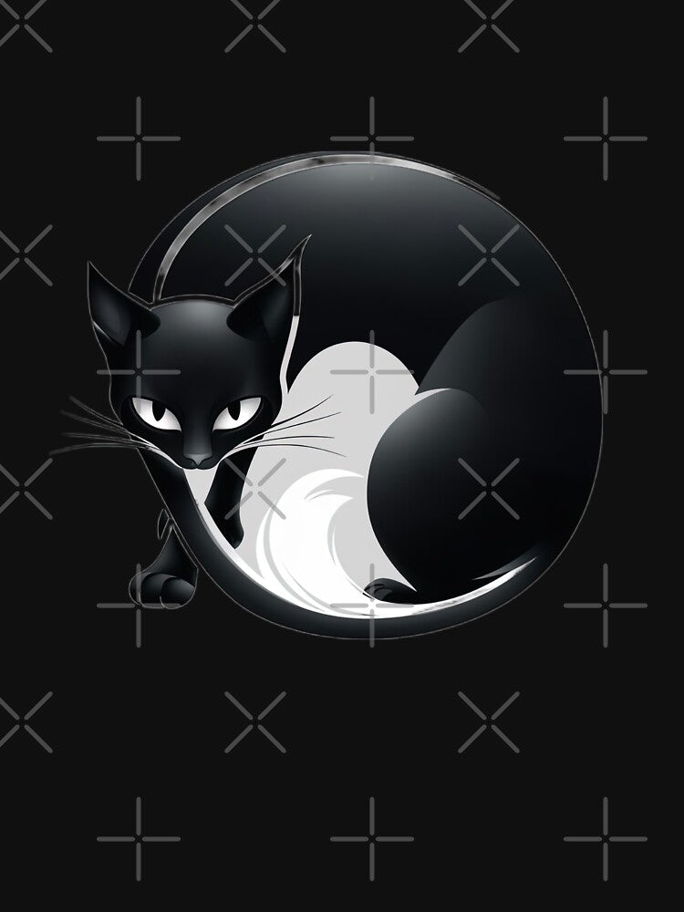 cute funny cat black cat symbol of yin and yang, cute cat,cute funny,funny cat by Expressions-Sel
