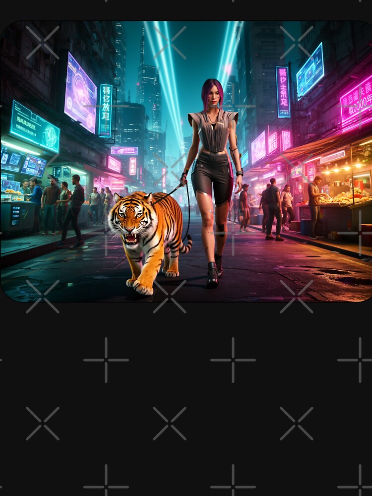 Cyberpunk Songbird late night walk with Tiger by aykiradesigns T-Shirts, Hoodie, Sweatshirt | BlankRebels.com (Image 3)