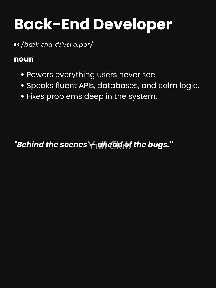 Back-End Developer Definition Shirt | Funny Programmer Gift for Backend Engineers by Yuli Club Hoodie, Sweatshirt (Image 3)