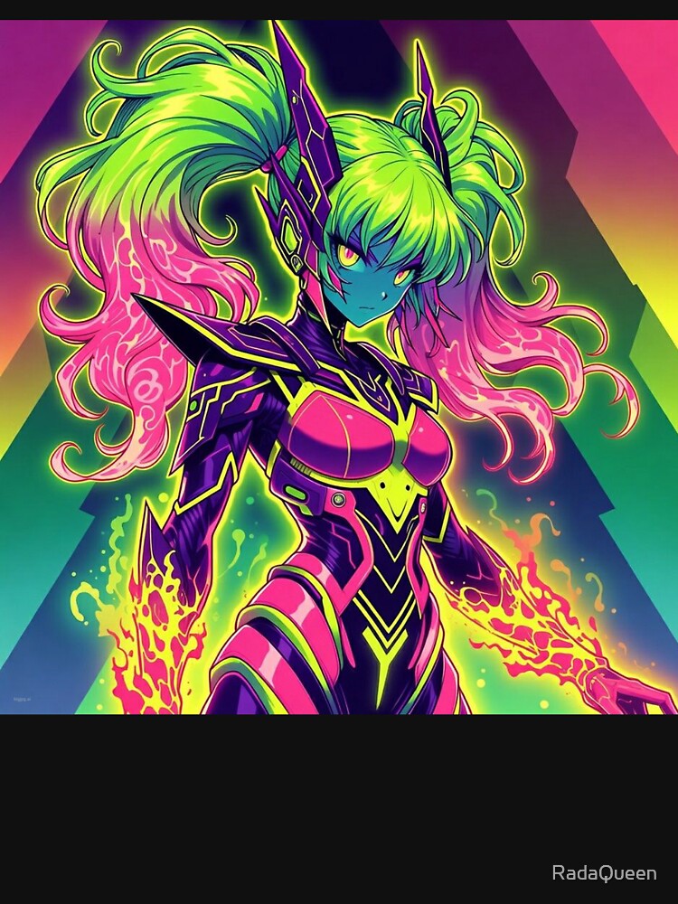 Cyber Valkyrie: Neon Armor by RadaQueen