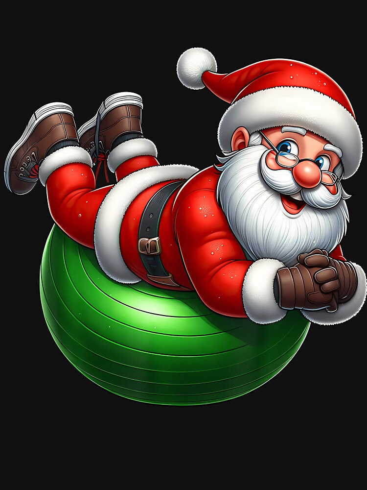 Santa Claus Exercise Ball Gym Fitness Workout Christmas by HollyTrina1 T-Shirts, Hoodie, Sweatshirt (Image 3)
