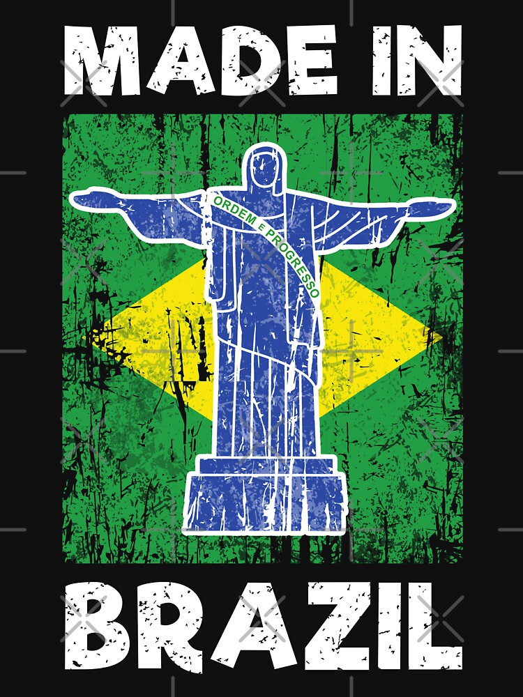Made In Brazil Vintage Distressed Flag Christ The Redeemer Pride by Dmetalx Art Apparel