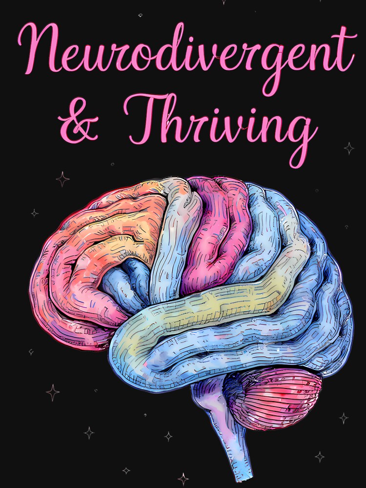 “Neurodivergent & Thriving” Colorful Brain – Empowering Neurodiversity Pride Design by PureBrain T-Shirts,... (Image 3)