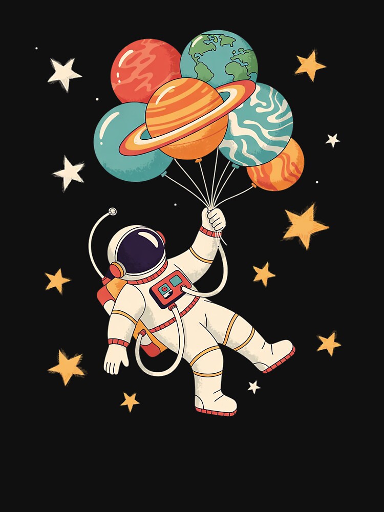 Universe Galaxy Space Planets Balloons Kids Astronaut by joyouartArt T-Shirts, Hoodie, Sweatshirt | BlankRebels.com (Image 3)