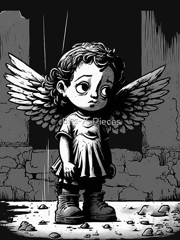 Macabre Gothic Valentines Day Merchandise Cherub Black and White Darkly Romantic Gift Ideas by Bits-X-Pieces... (Image 3)
