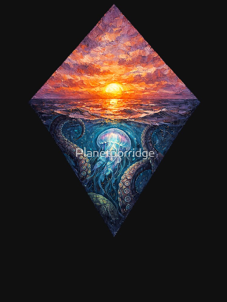 Jellyfish Sunset Design Kraken by Planetporridge T-Shirts, Hoodie, Sweatshirt | BlankRebels.com (Image 3)