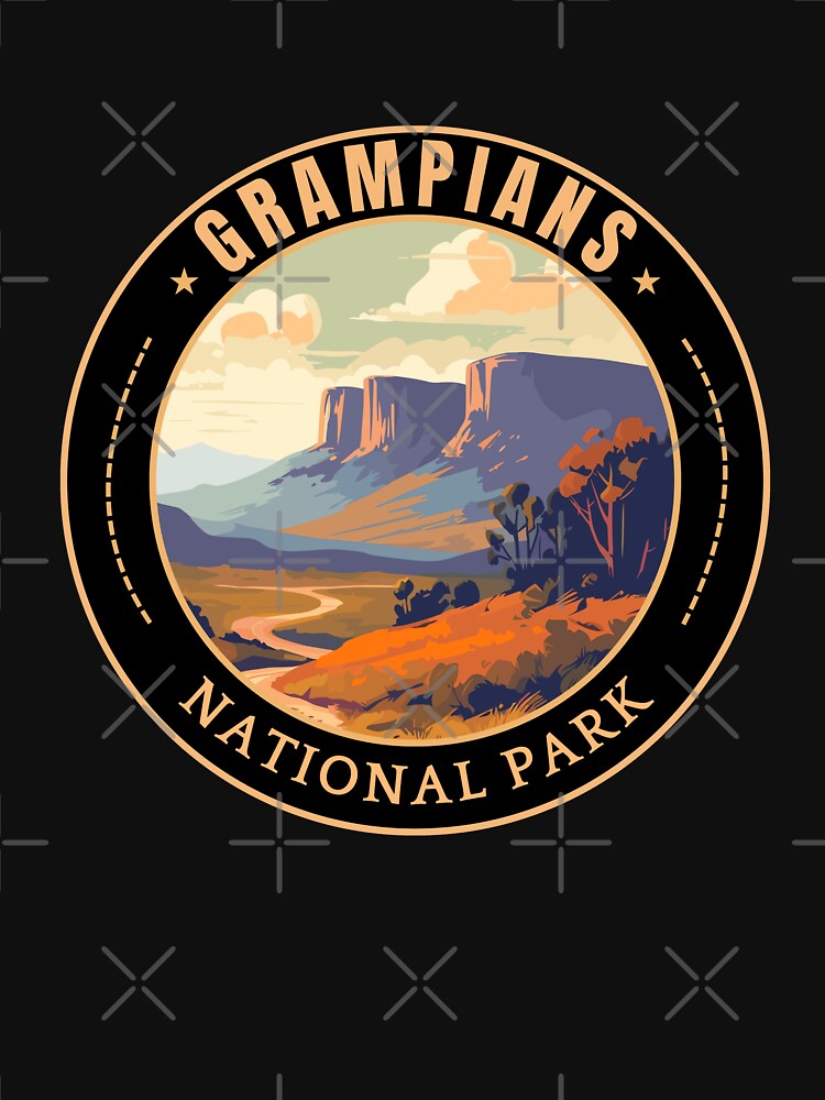 Grampians National Park in Victoria Australia Retro Travel Art Badge by MaateoDesign