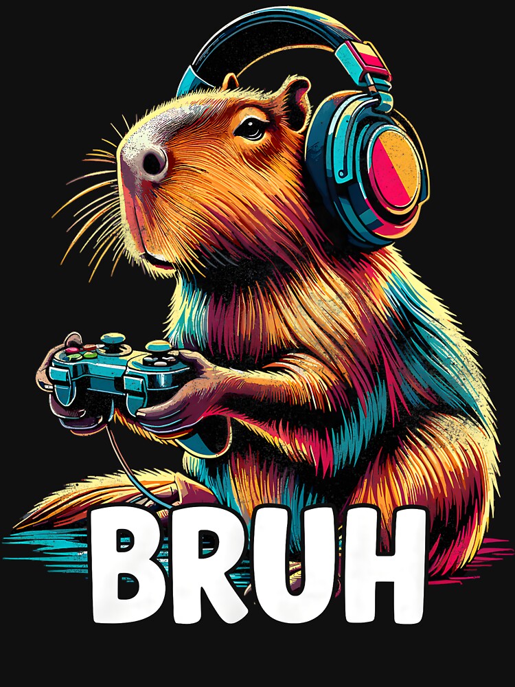 Bruh Capybaras Funny Video Games Capybara Gamer Gaming T-Shirts, Hoodie, Sweatshirt