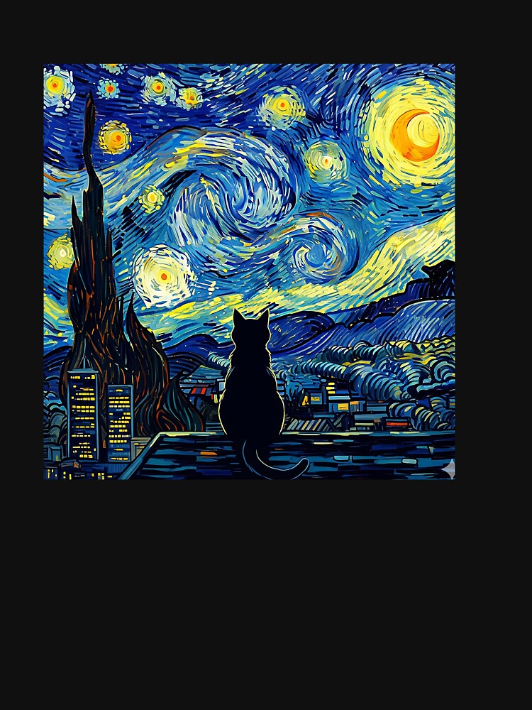 Cat Starry Night Van Gogh Cat For Cat Lover Cat Mom Cat Dad by cawtoon