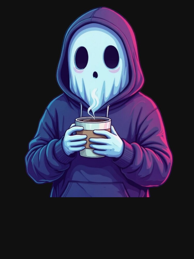 Sad Ghost in Hoodie – Vaporwave Coffee Vibes T-Shirt by DeanBoffShop Sweatshirt | BlankRebels.com (Image 3)
