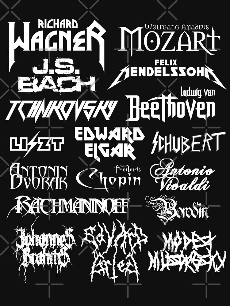 Heavy Metal-style Classical Composers (White Text) by Ragetroll T-Shirts, Hoodie, Sweatshirt | BlankRebels.com (Image 3)