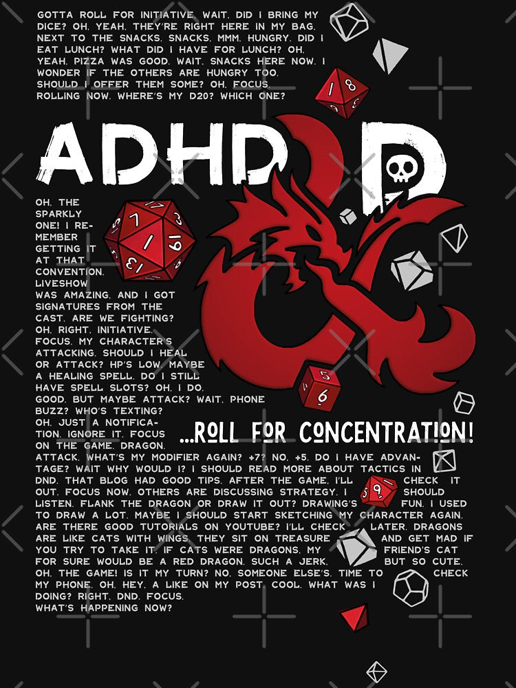 ADHD&D | Roll for concentration | DnD (for black) by keyvei