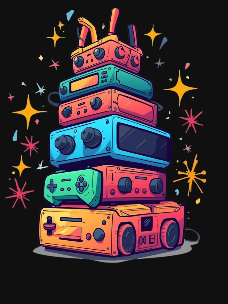 Retro Gaming Consoles Stack Nostalgic Video Game Era T-Shirts, Hoodie, Sweatshirt