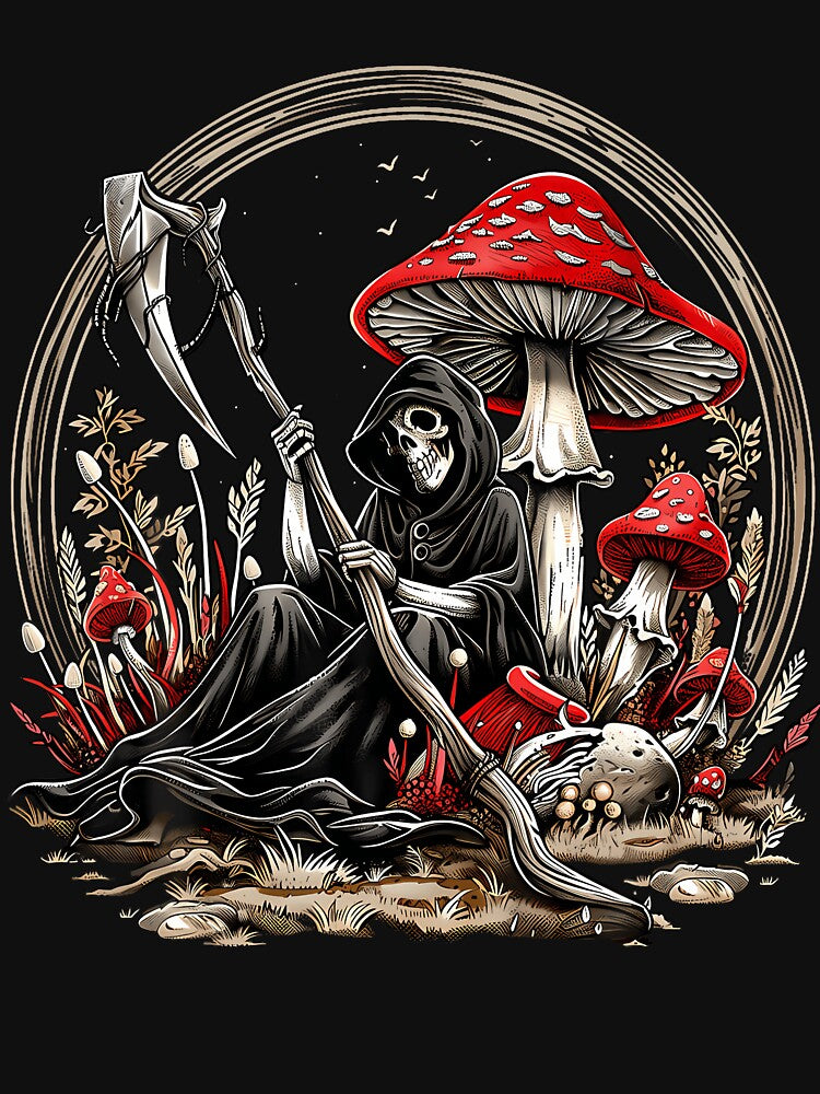 Grim Reaper The Death Cottagecore Aesthetic Mushroom Hat by DianaEsther1 T-Shirts, Hoodie, Sweatshirt (Image 3)