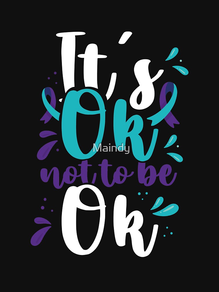 Its OK not to be OK T-shirt Suicide Prevention T-shirt Purple and Blue Ribbon T-shirt by Maindy Hoodie, Sweatshirt (Image 3)