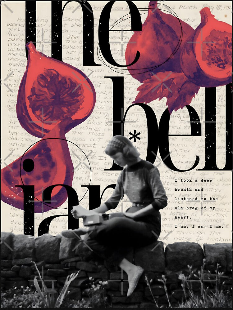Vintage Sylvia Plath portrait The Bell Jar quote: "I am, I am, I am." by gibbianne