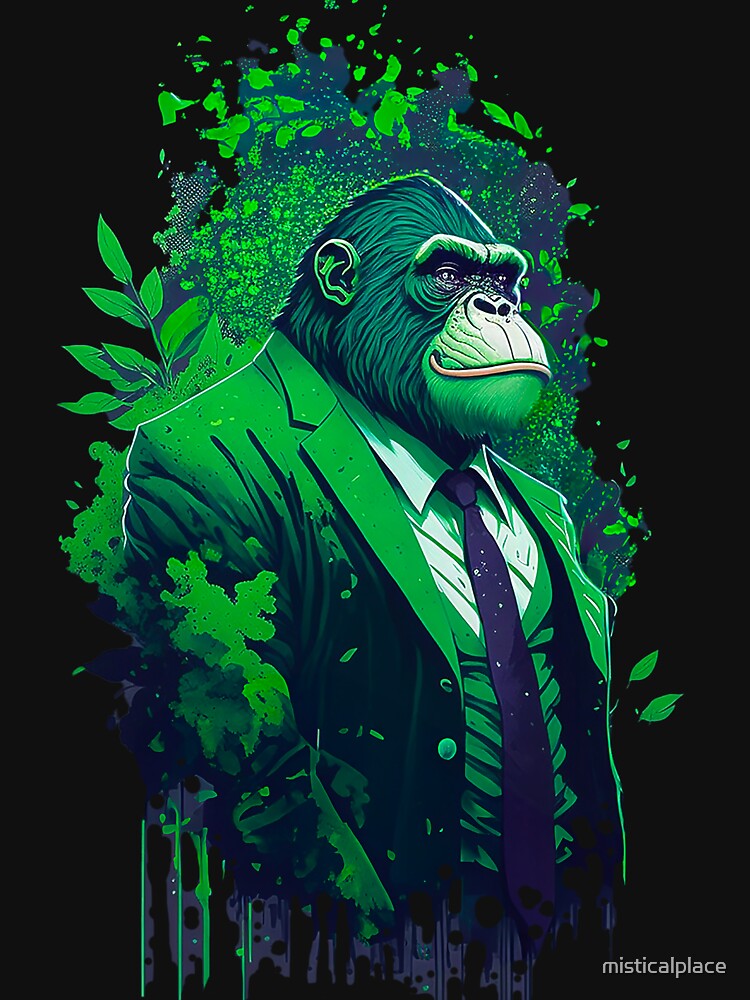 Apes To The Moon - Diamond Hands Gorilla in Green Suit by misticalplace T-Shirts, Hoodie, Sweatshirt (Image 3)