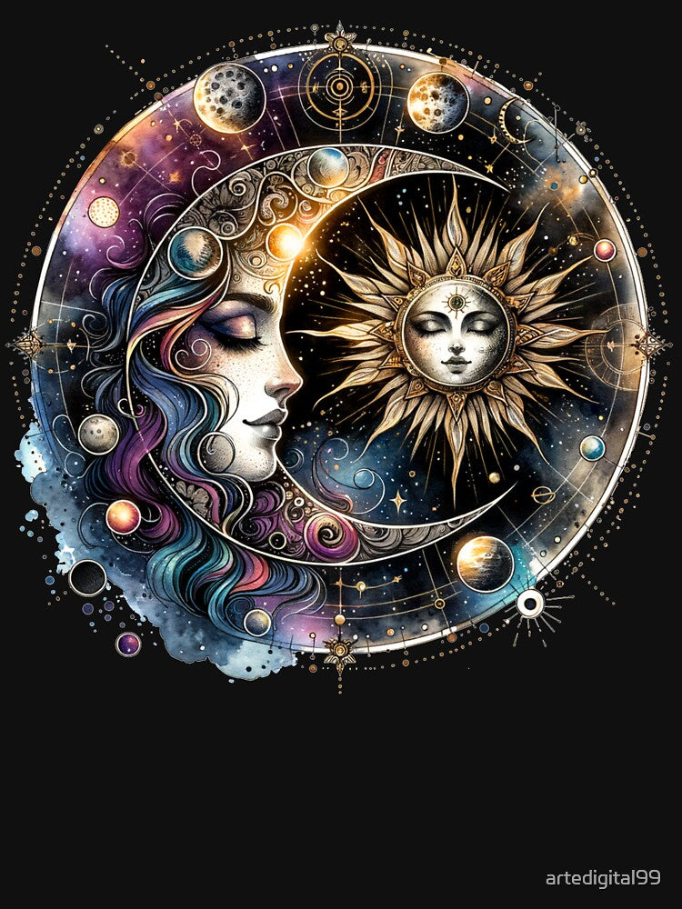 Mystical Moon Phases – Celestial Watercolor Art for Apparel, Mugs, Stickers & More by artedigital99 T-Shirts,... (Image 3)