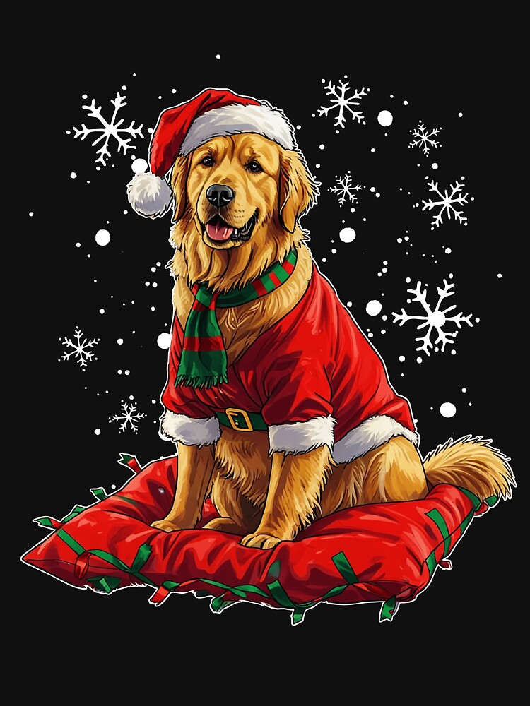 Golden Retriever With Santa Hat Holiday Christmas by DanielD3D T-Shirts, Hoodie, Sweatshirt | BlankRebels.com (Image 3)