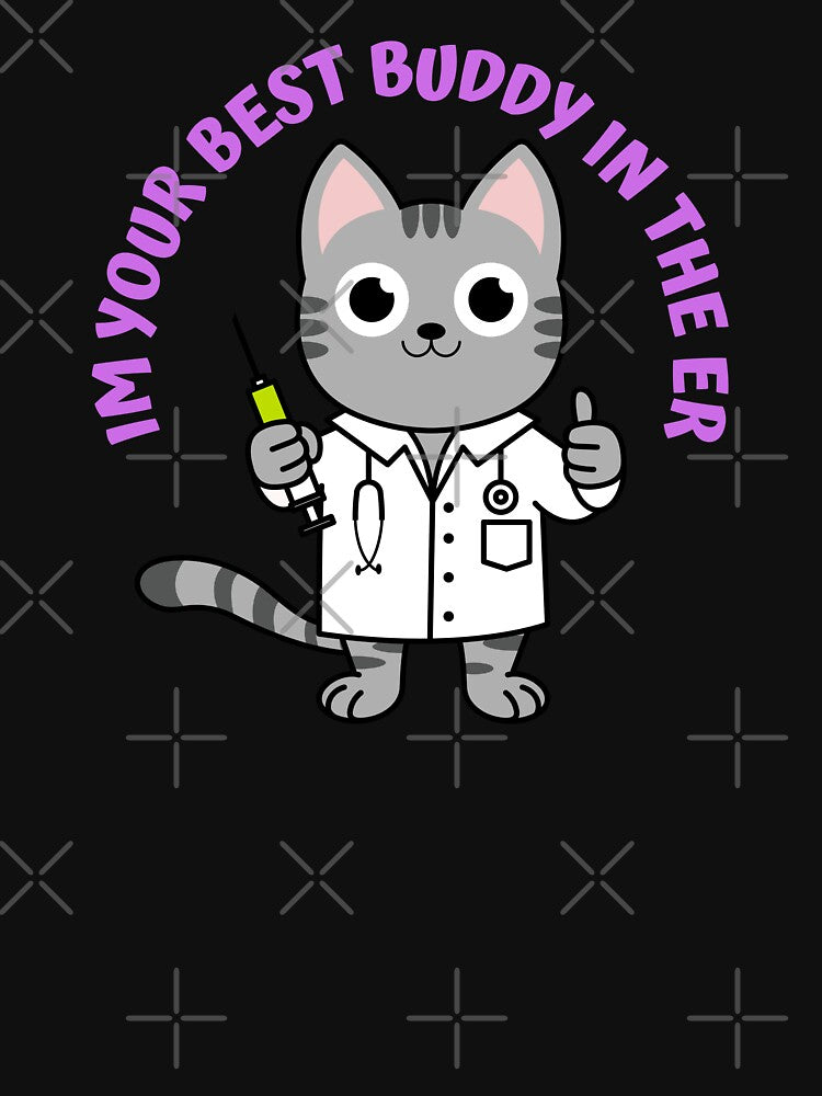 Cat Nurse-Cat doctor sticker-Youre best buddy in the ER by medoutfits T-Shirts, Hoodie, Sweatshirt (Image 3)
