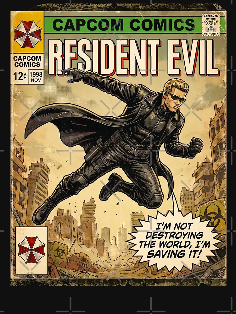 Resident Evil Albert Wesker Classic Comic Retro Gaming Art by Back2Collage