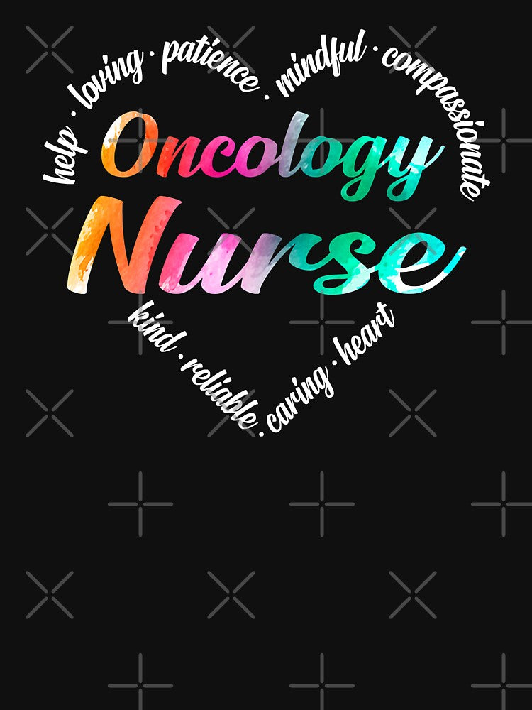 Oncology Nurse Heart Word Cloud Watercolor Rainbow by GardNewerd T-Shirts, Hoodie, Sweatshirt | BlankRebels.com (Image 3)
