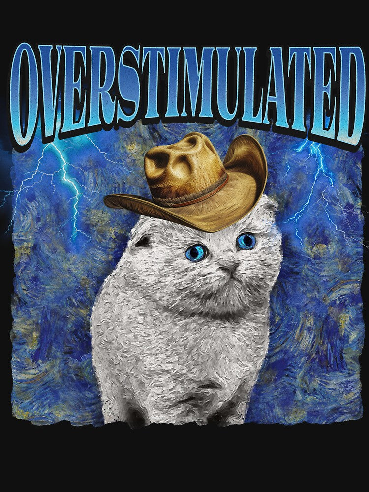Overstimulated Van Gogh Sad Cowboy Cat Meme by KateGuinn T-Shirts, Hoodie, Sweatshirt | BlankRebels.com (Image 3)