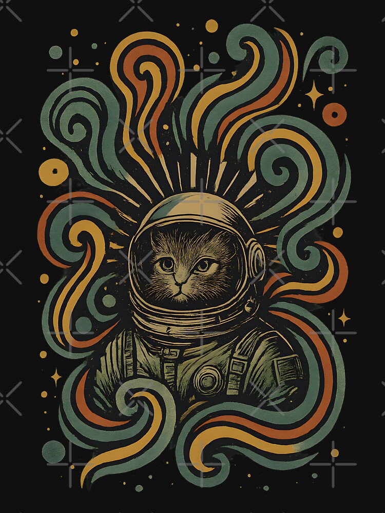 Cat astronaut. Space Feline. Retro. by Shoot-The-Moon T-Shirts, Hoodie, Sweatshirt | BlankRebels.com (Image 3)