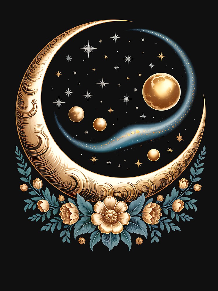 mystic sun and moon woman mystical flowers aesthetic by MOHITSALVI T-Shirts, Hoodie, Sweatshirt | BlankRebels.com (Image 3)