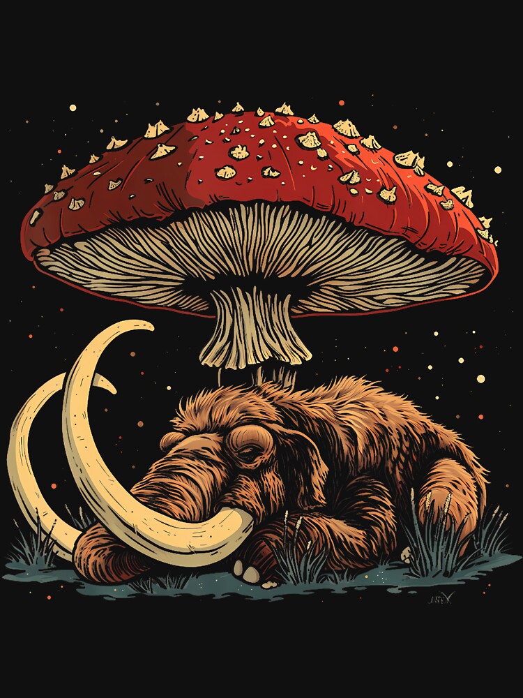 Cute Mammoth Woolly Cottagecore Aesthetic Under The Mushroom by LunaDangelo T-Shirts, Hoodie, Sweatshirt (Image 3)