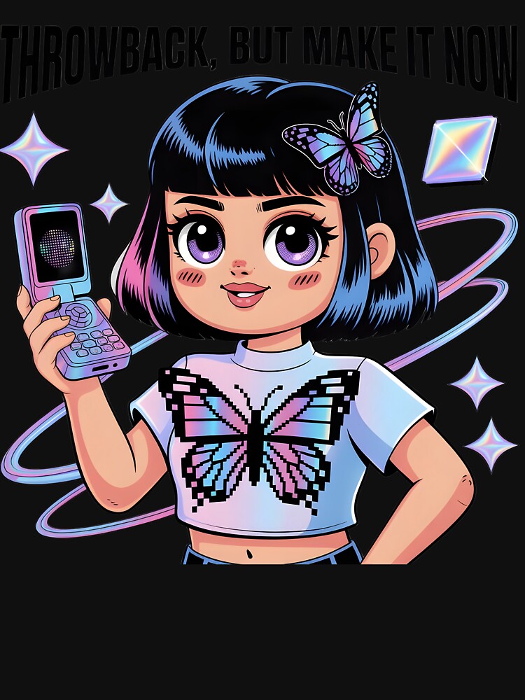 Throwback But Make It Now - Y2K Aesthetic Flip Phone Butterfly Girl Art by AnnDesignStudio T-Shirts, Hoodie,... (Image 3)