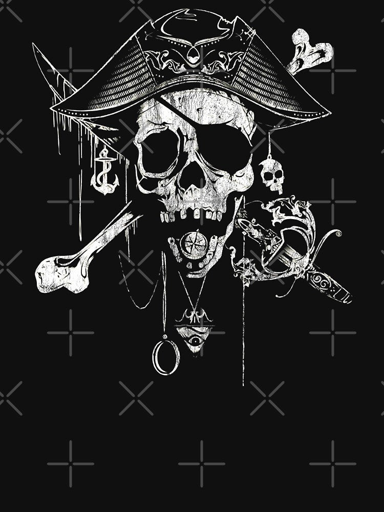 Pirate Skull Sword and Bones Jolly Roger Distressed Graphic by SpookshowDesign T-Shirts, Hoodie, Sweatshirt (Image 3)