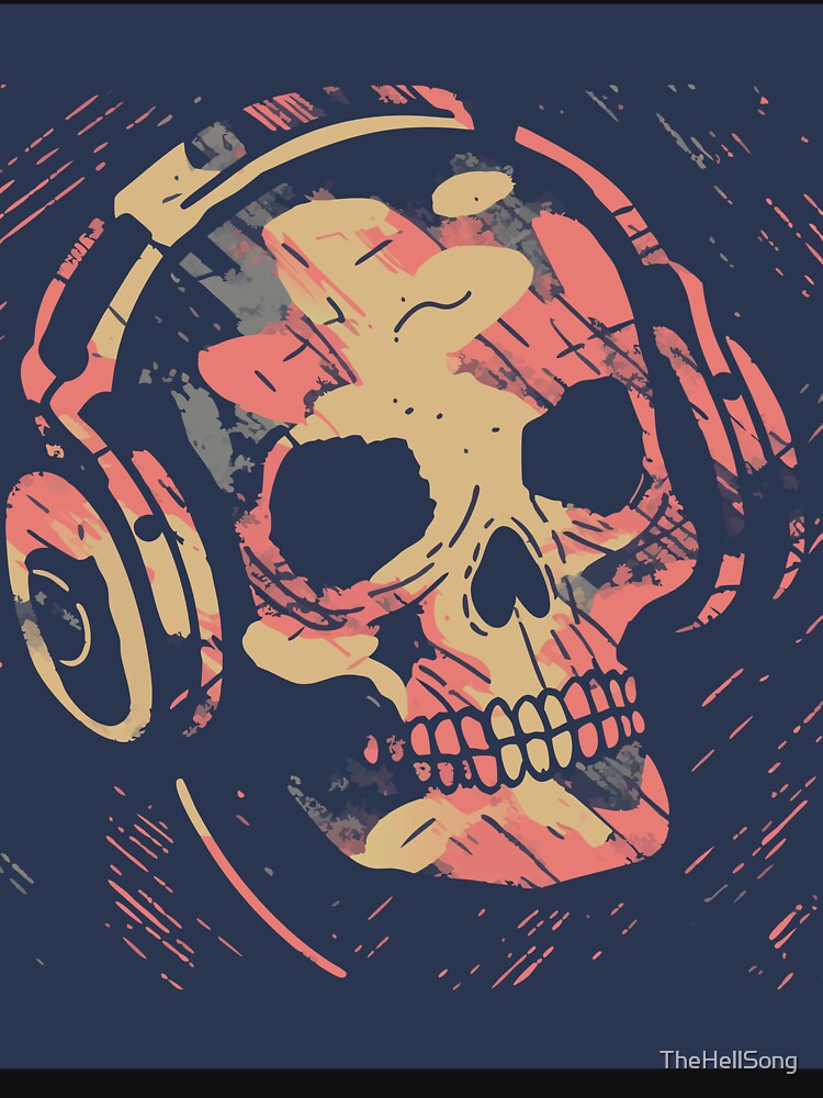 Skull wearing headphones - music till death by TheHellSong T-Shirts, Hoodie, Sweatshirt | BlankRebels.com (Image 3)