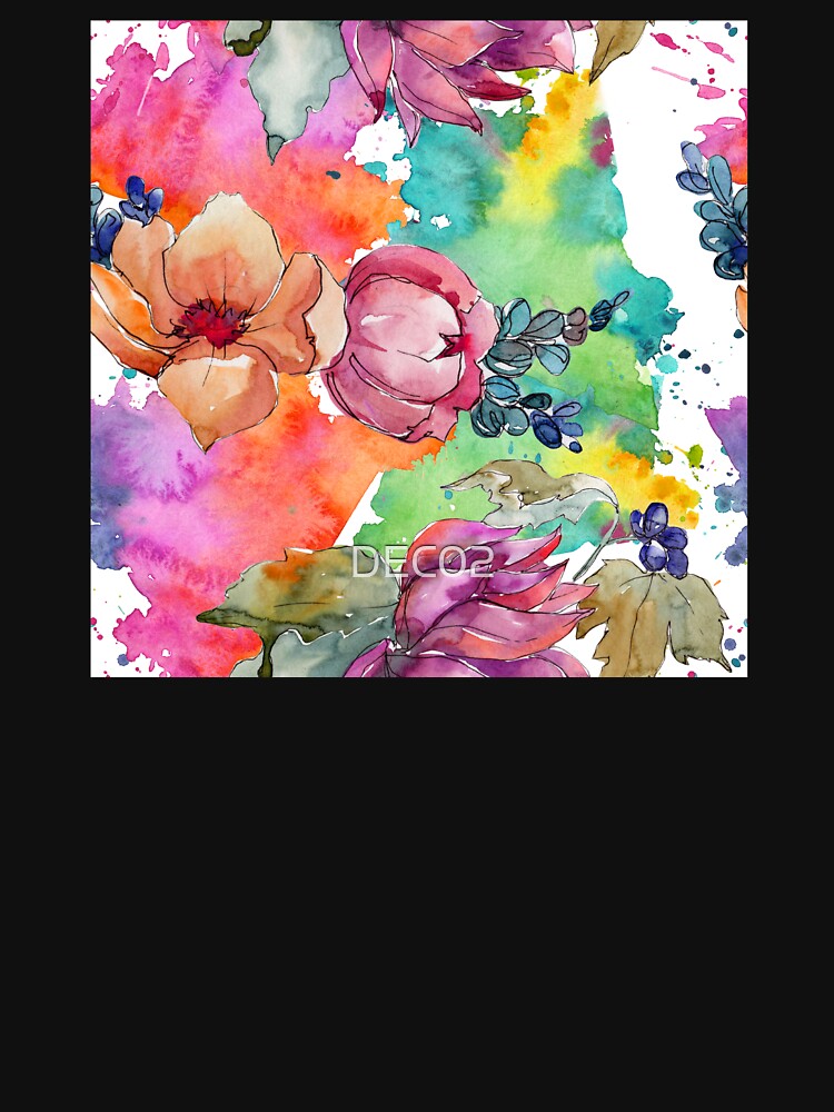 Contemporary Floral Bouquet in Pastel Watercolors Print by DEC02 T-Shirts, Hoodie, Sweatshirt | BlankRebels.com (Image 3)