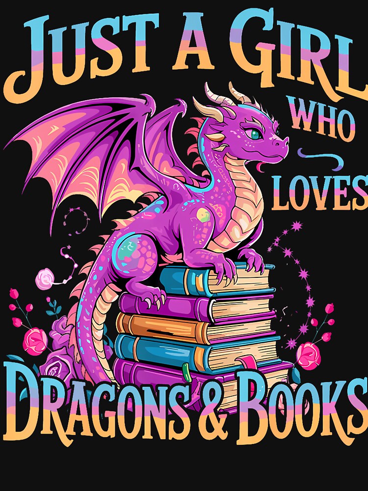 Just A Girl Who Loves Dragons And Books Dragon Reading by elihletoriong T-Shirts, Hoodie, Sweatshirt (Image 3)